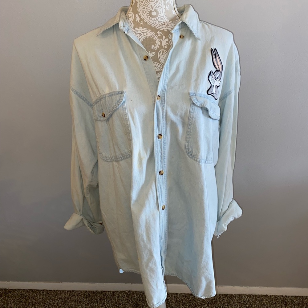 Top Line 1992 Looney Tunes Patch Button Up Shirt